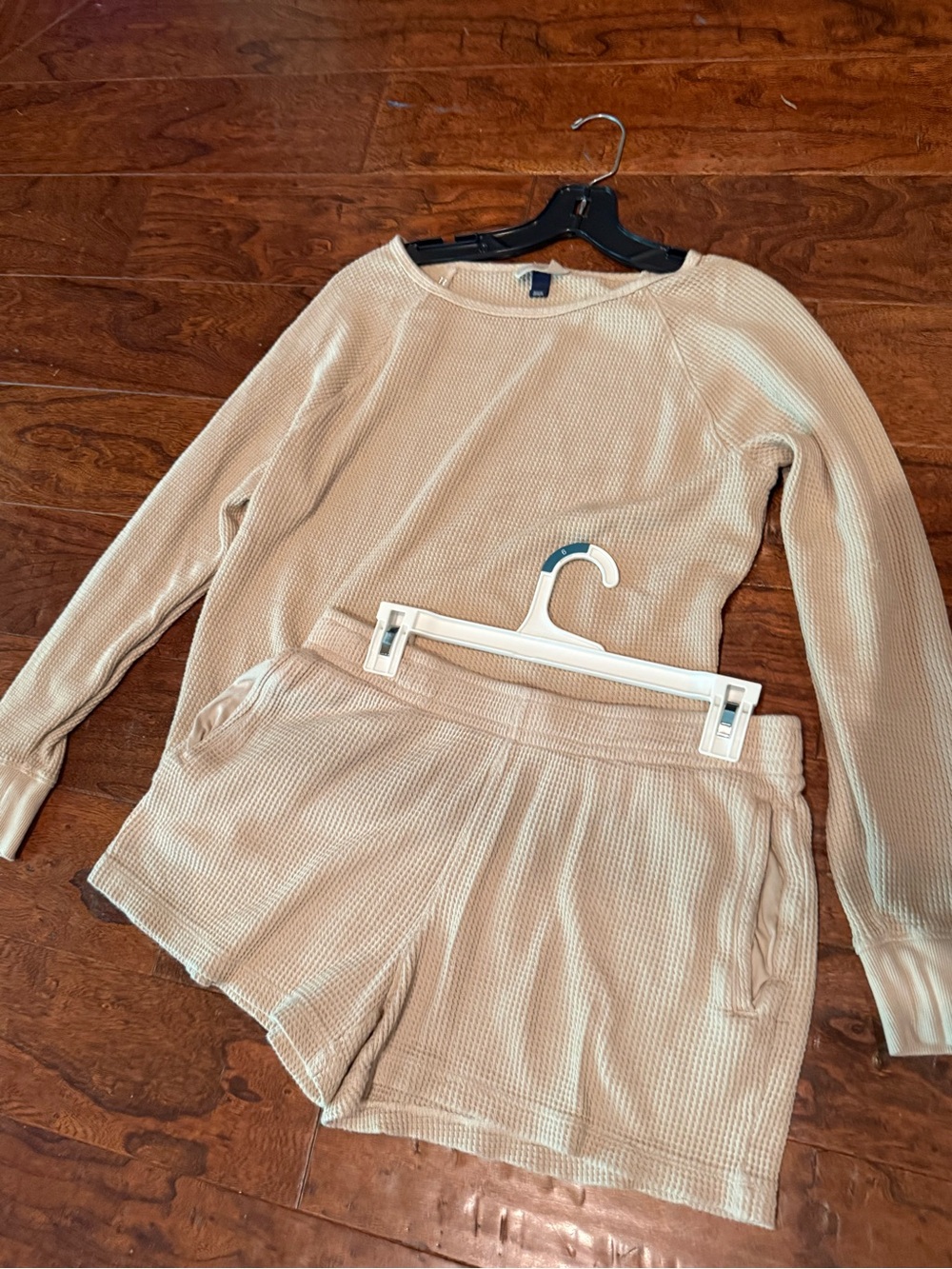 Tan Long Sleeve Shirt and Shorts Set